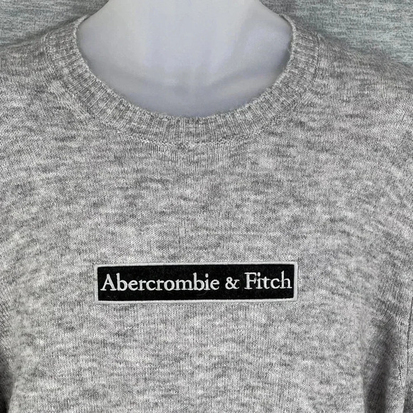 Abercrombie & Fitch NEW Mens XL Gray Wool Alpaca Blend Logo Crewneck Sweater - Picture 4 of 14